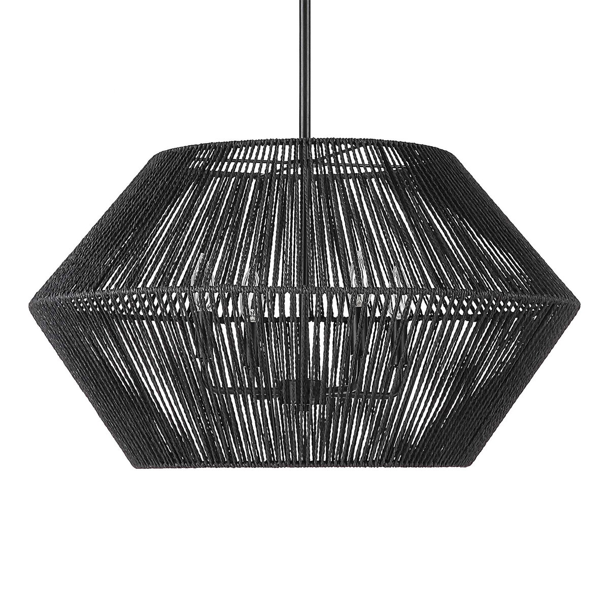 Suva 4 Light Black Rope Pendant, by Uttermost, 28" width x 16.25" height x 28" diameter View 3