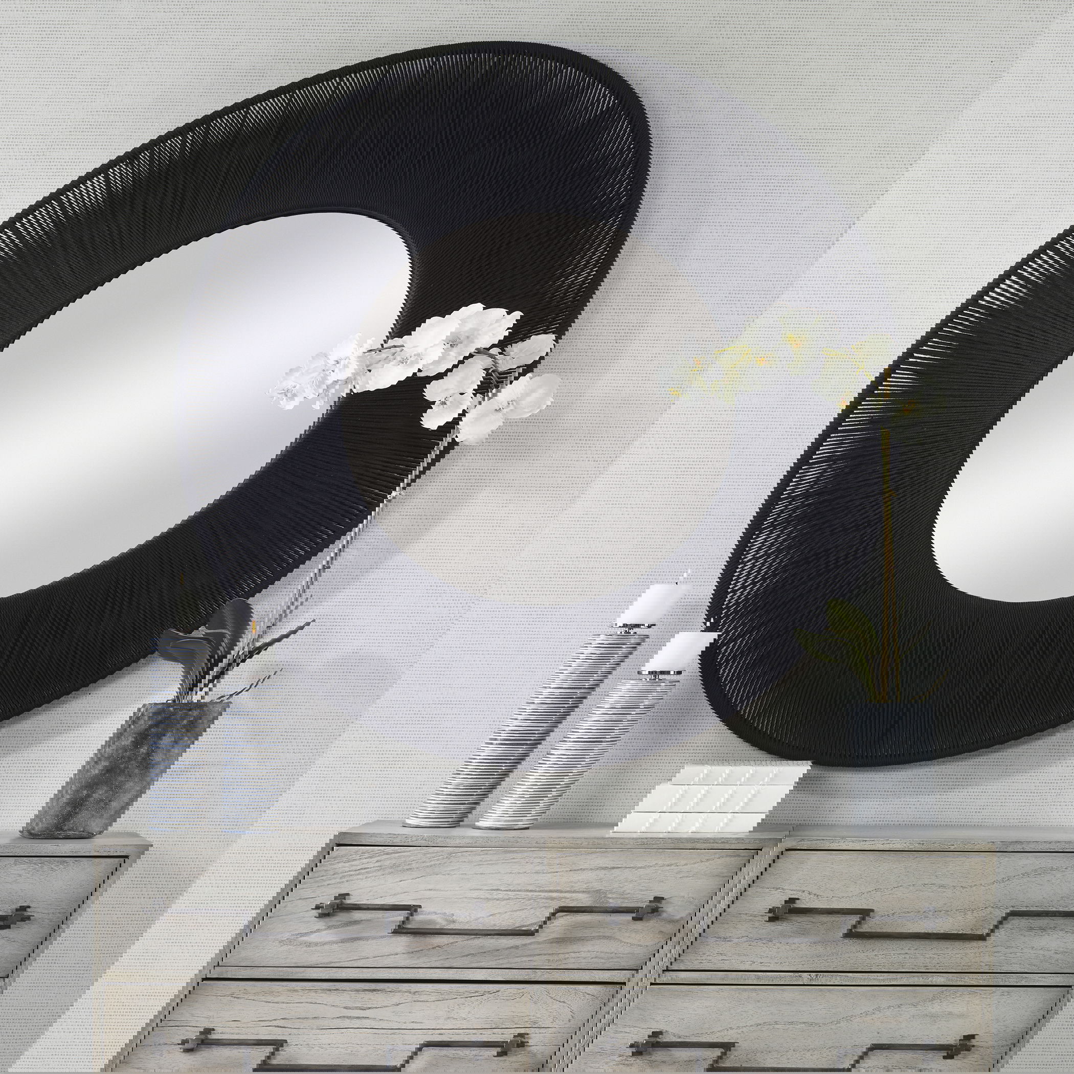 Sailor's Knot Black Round Mirror, by Uttermost, 51.25" width x 51.25" height x 2.5" depth View 2