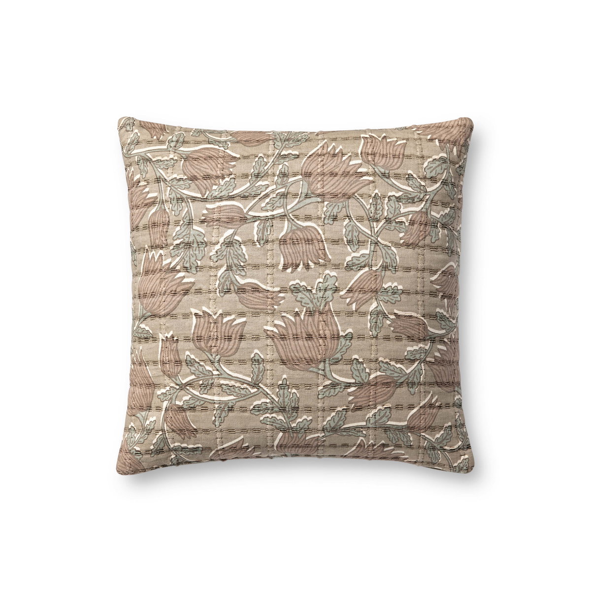 Jean Stoffer x Loloi Taupe Pillow, Decorative Pillow, 18" length x 18" width View 1
