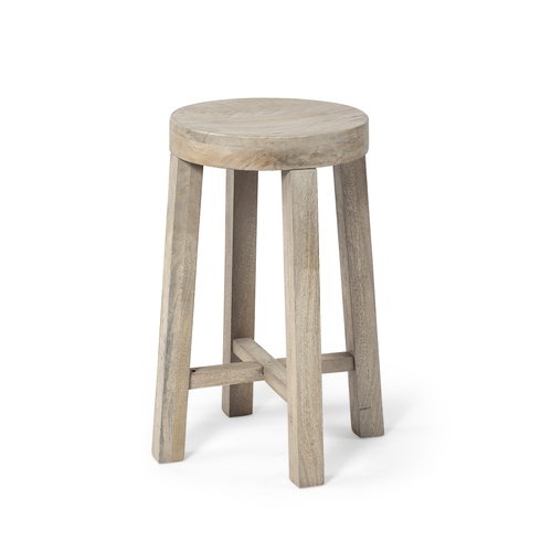 Brahma Backless 26in Seat Counter Stool | White Washed Wood