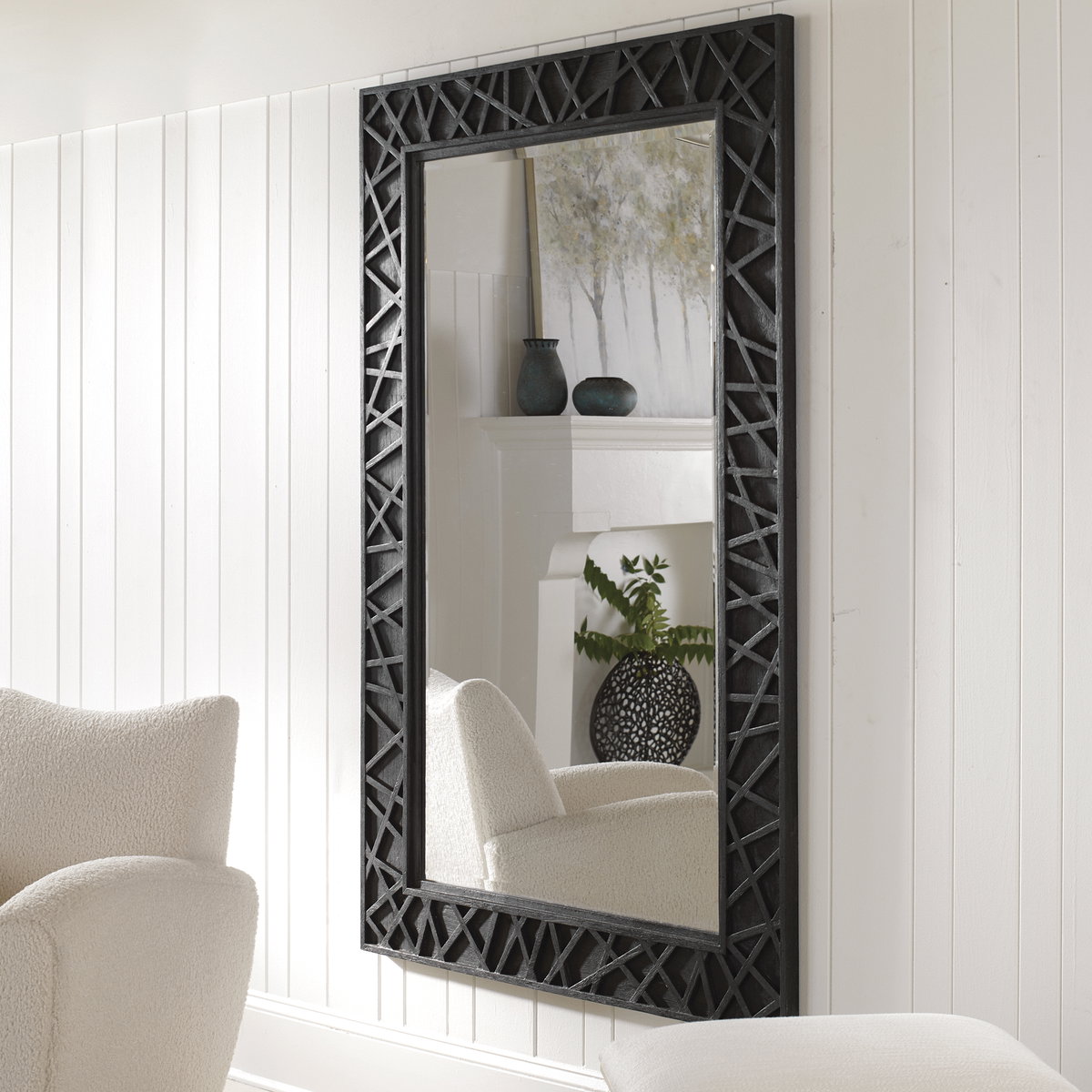 Everest Satin Black Mirror, by Uttermost, 3'9" width x 5'10" height x 1.37" depth View 2