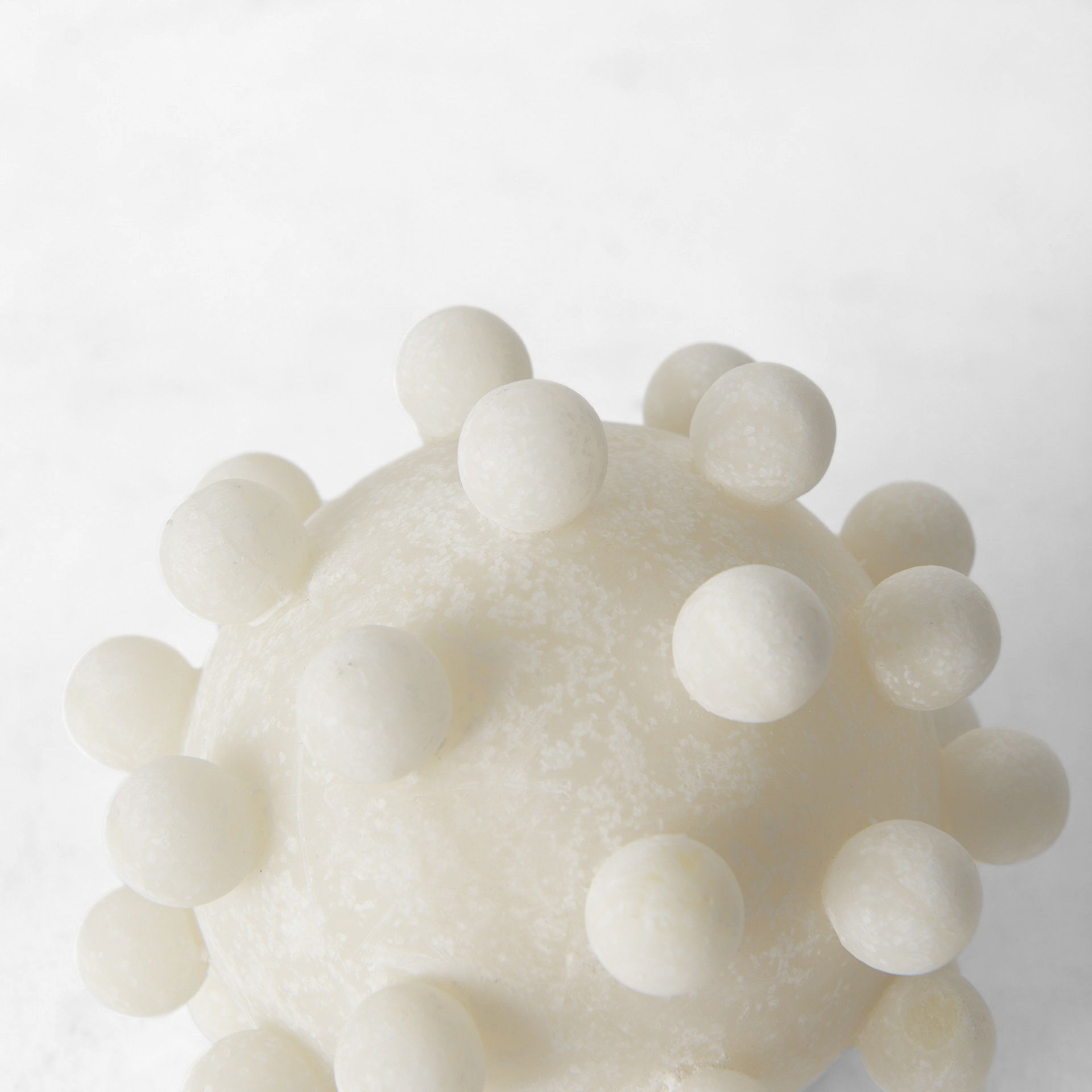 Malo  Cream Resin Small Sphere Decorative Object, by Mercana, 4.72" length x 4.72" width x 4.72" height View 5
