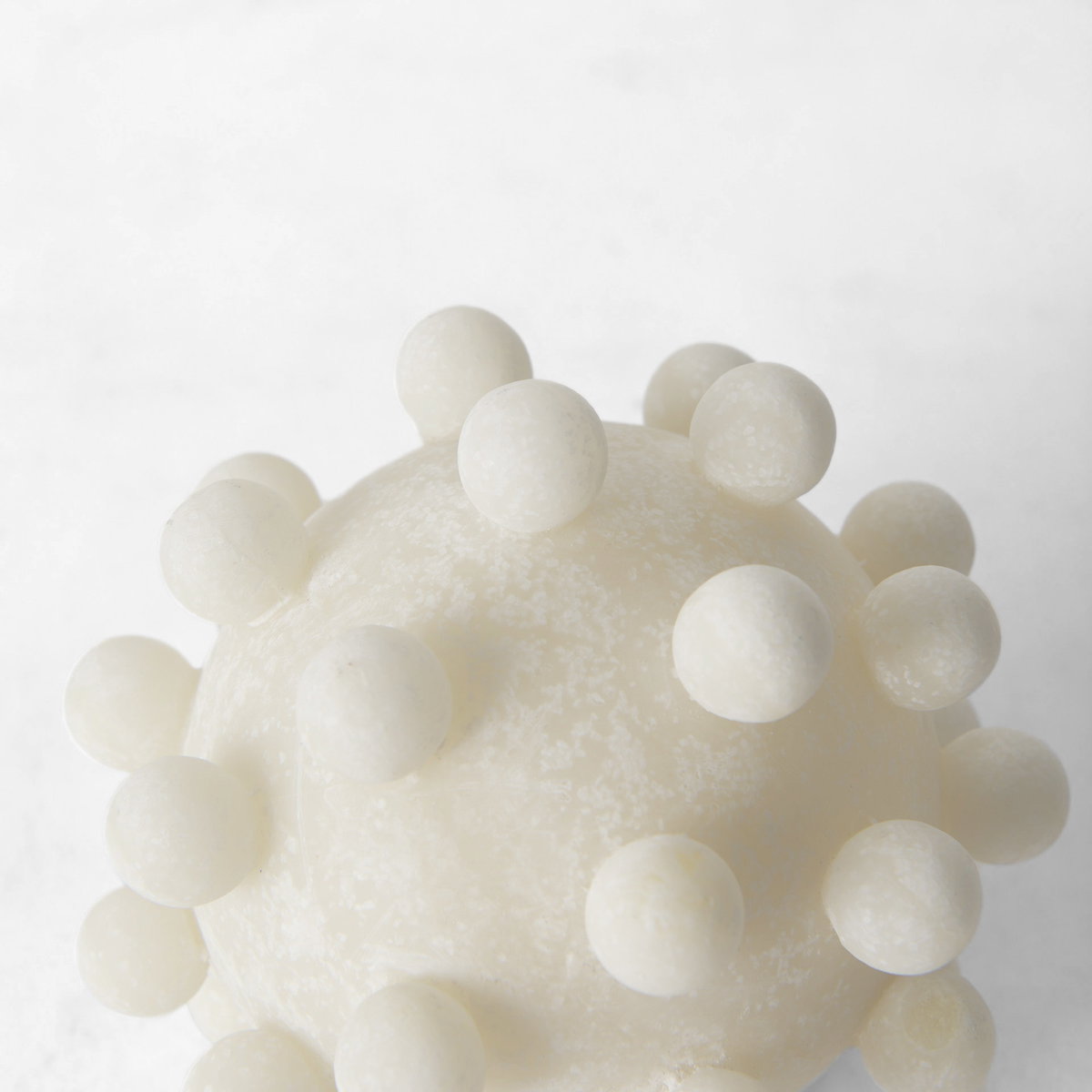 Malo  Cream Resin Small Sphere Decorative Object, by Mercana, 4.72" length x 4.72" width x 4.72" height View 6