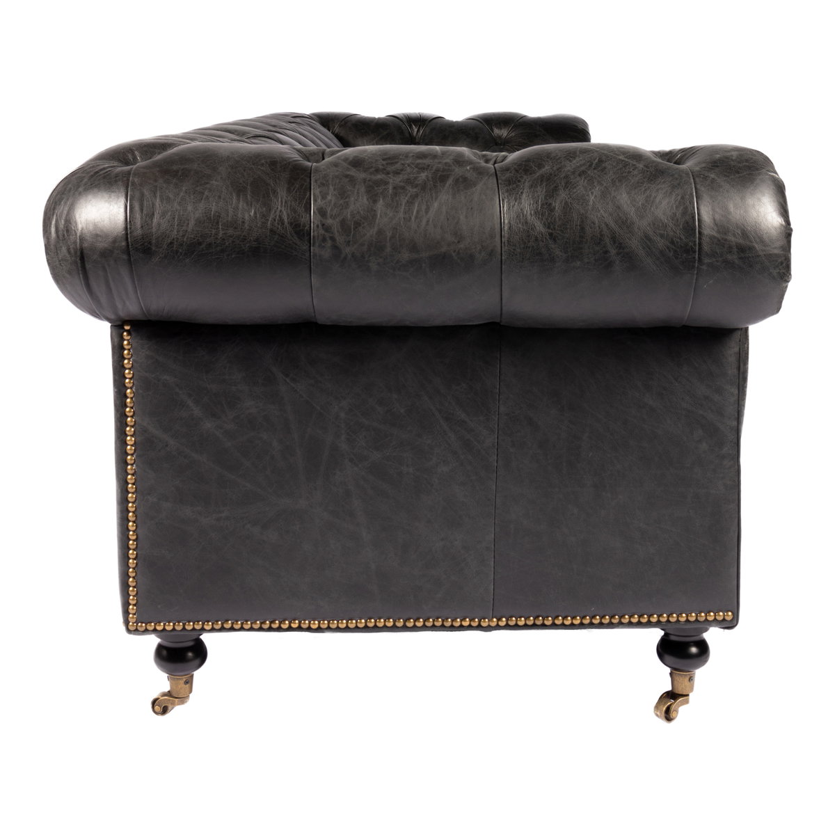 Birmingham Sofa Black Leather, Sofas & Sectional by Moe's Home, 87" width x 29" height x 36" depth View 3