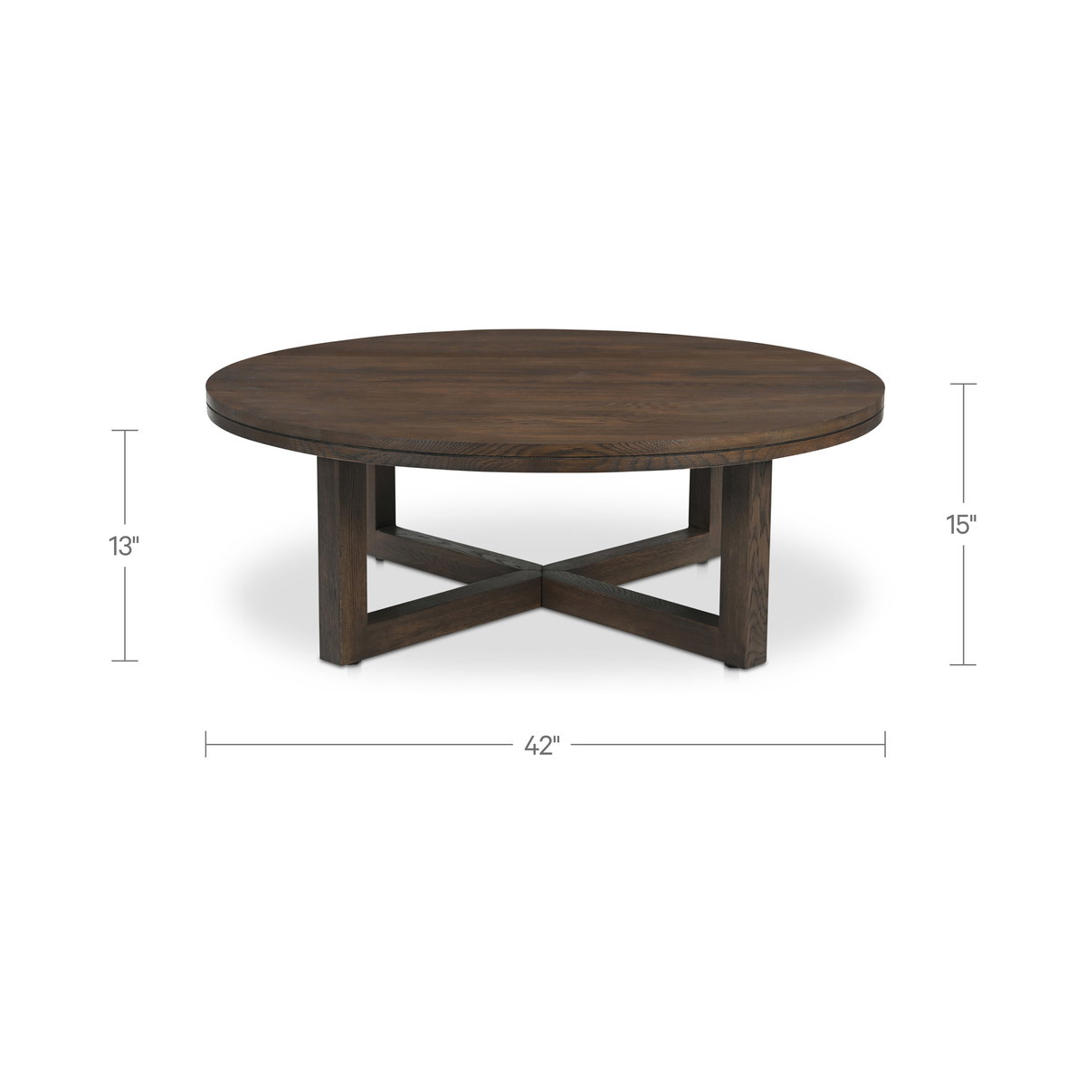 Joel Coffee Table Dark Brown, by Moe's Home, 42" width x 15" height x 42" depth View 11