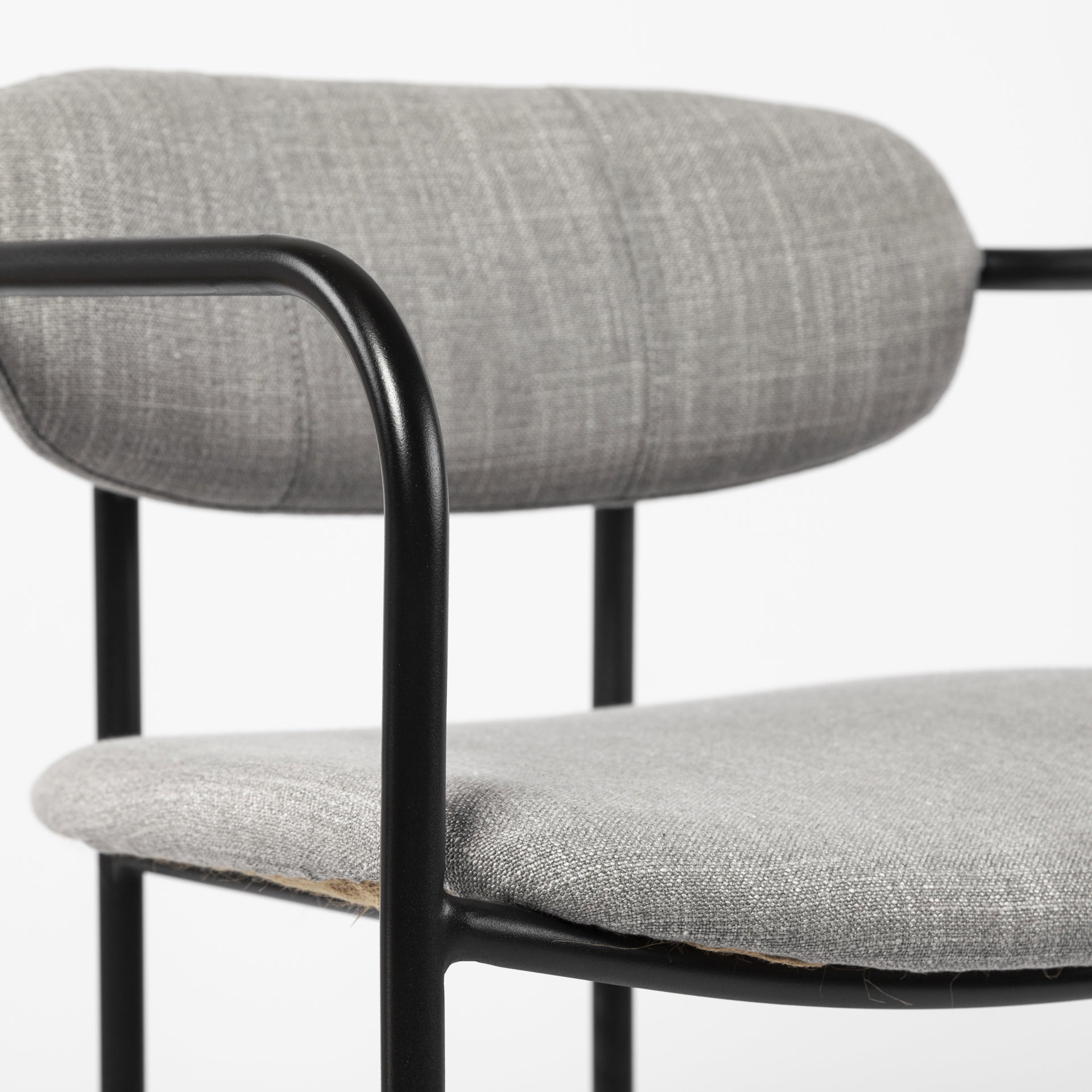 Parker Gray Fabric Seat Black Metal Counter Stool, Counter & Bar Stool by Mercana, 19" length x 19.75" width x 36" height View 9