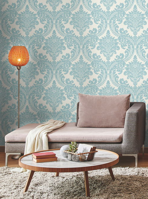Tapestry Damask Teal Wallpaper