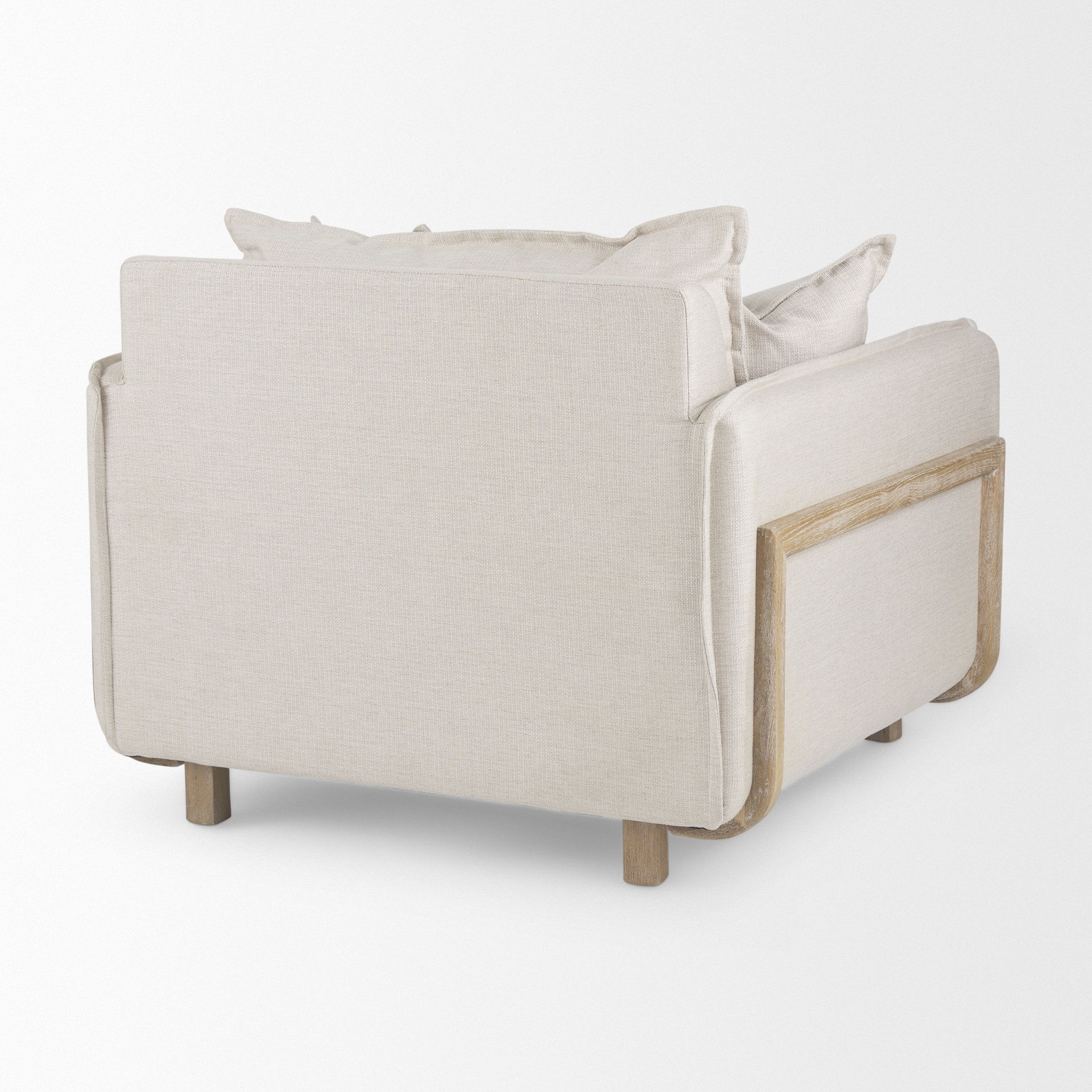 Roy II Beige Upholstered and Brown Wood Frame Arm Chair large image 