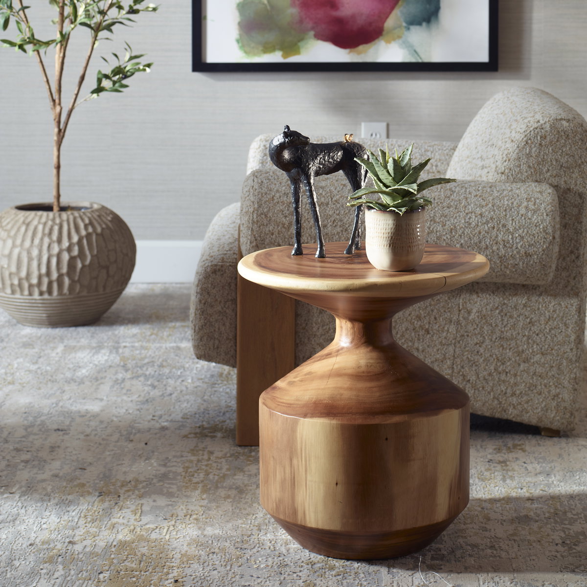 Lynx Hourglass Accent Table, Side & End Table by Uttermost, 17.5" width x 20" height x 17.5" depth View 2