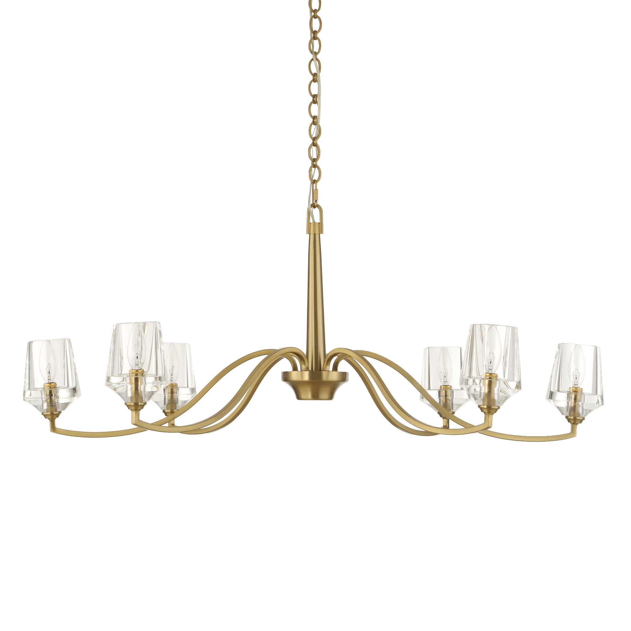 Barcelona 6 Light Brass Chandelier, Ceiling Light by Uttermost, 15.5" height x 40.25" diameter View 3