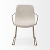 Sawyer Solid Back Dining Arm Chair | Beige Fabric with Gold Metal, Dining Chair by Mercana, 22.44" length x 24.8" width x 34.65" height thumbnail 5