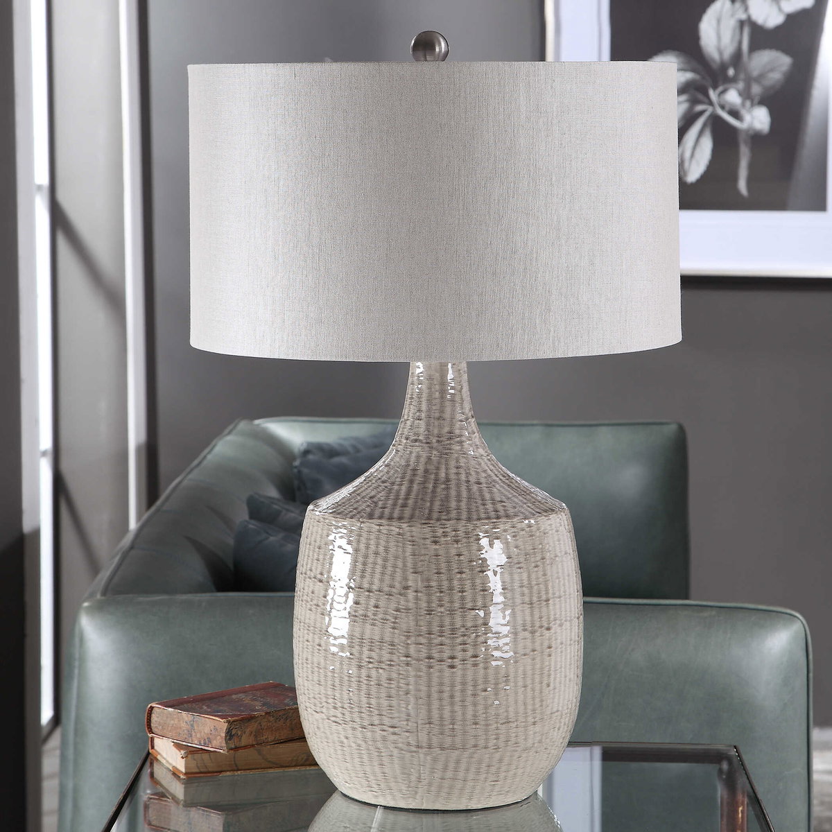 Felipe Gray Table Lamp, by Uttermost, 19" width x 29" height x 19" depth View 5