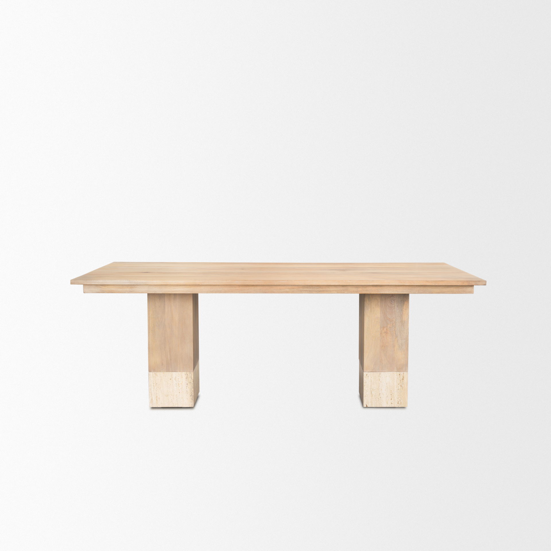 Shivon 84' Rectangular Light Brown Mango Wood with Travertine Dining Table large image 