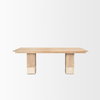 Shivon 84'L x 42'W Rectangular Dining Table | Light Brown Wood & Travertine | Seats 8, by Mercana, 84" length x 42" width x 30" height thumbnail 5