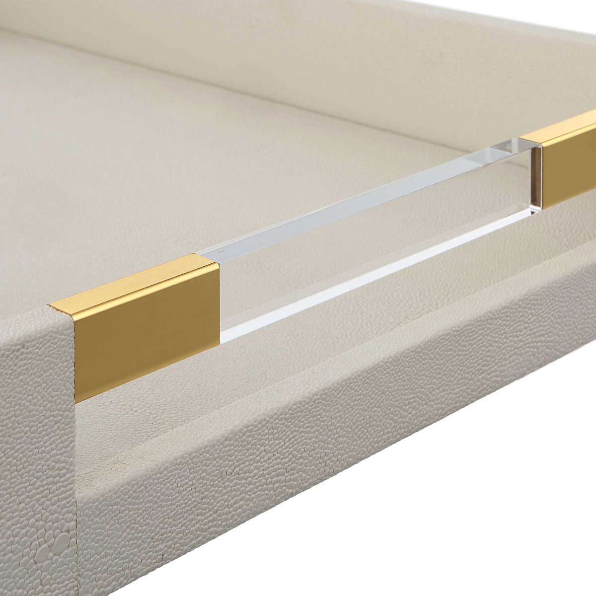 Wessex White Shagreen Tray, Decorative Tray by Uttermost, 19" width x 2.62" height x 13.87" depth View 6