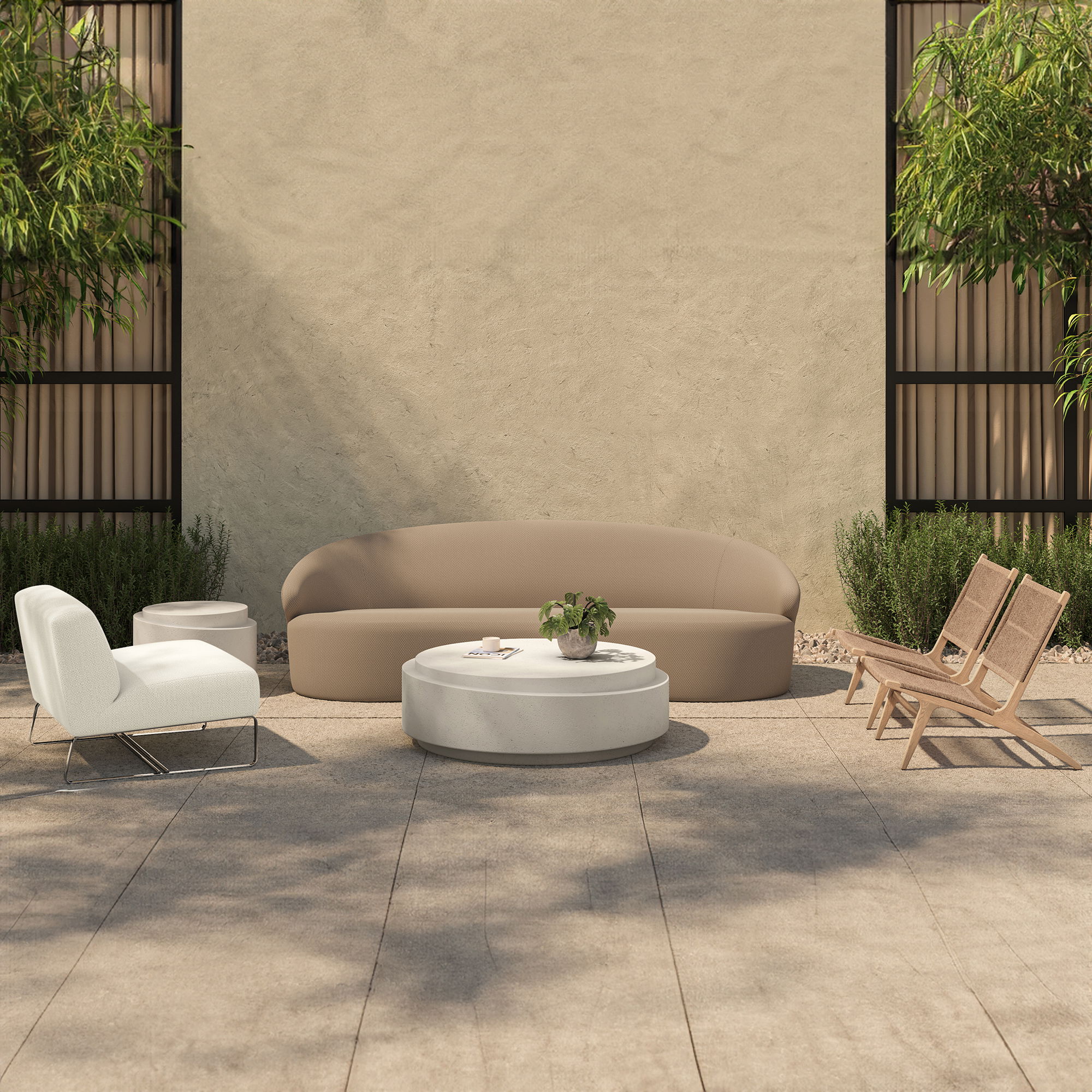 Cosmo Outdoor Accent Table Off White large image 