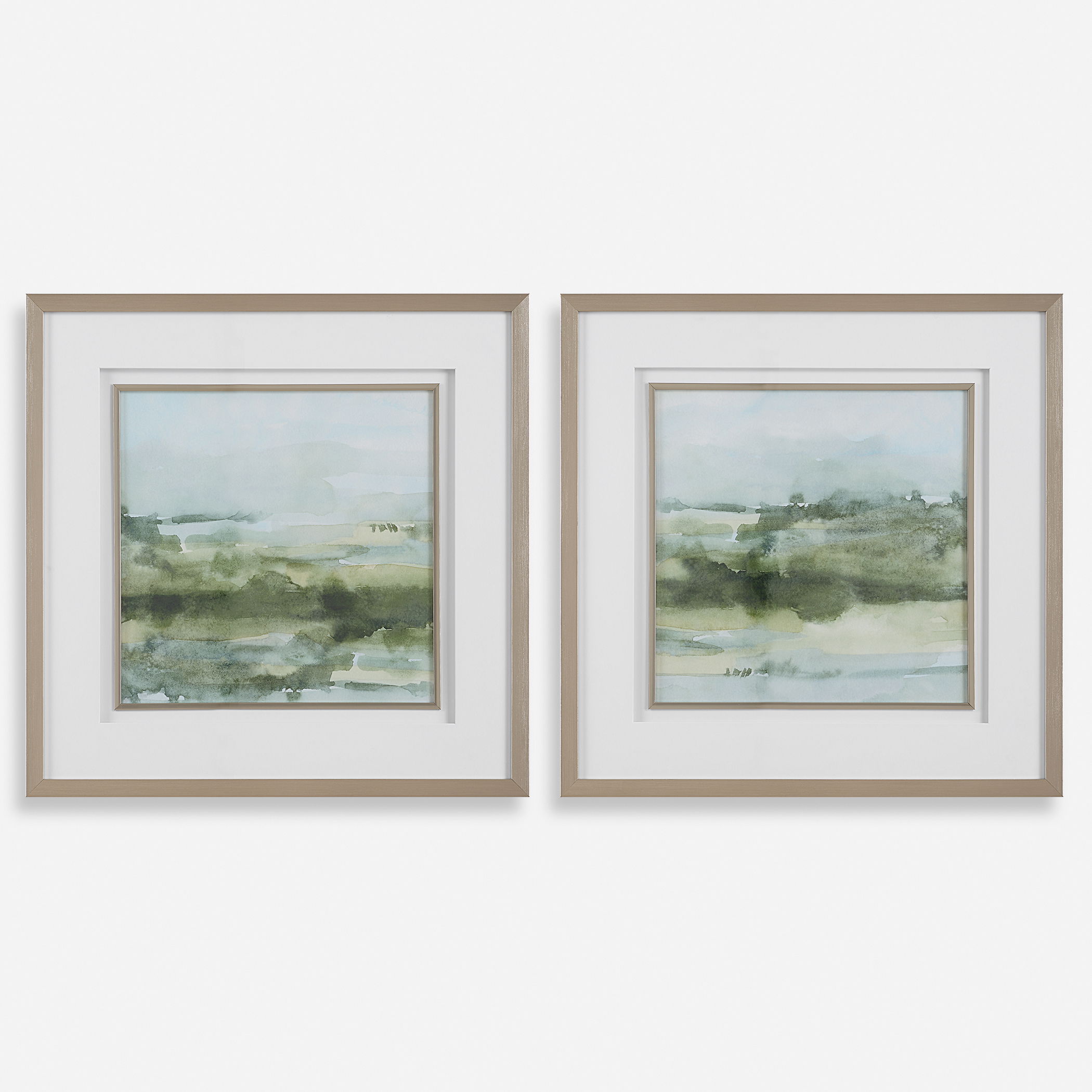 Soft Sage Abstract Landscape Prints Set/2, Painting by Uttermost, 28" width x 28" height x 2.12" depth View 1