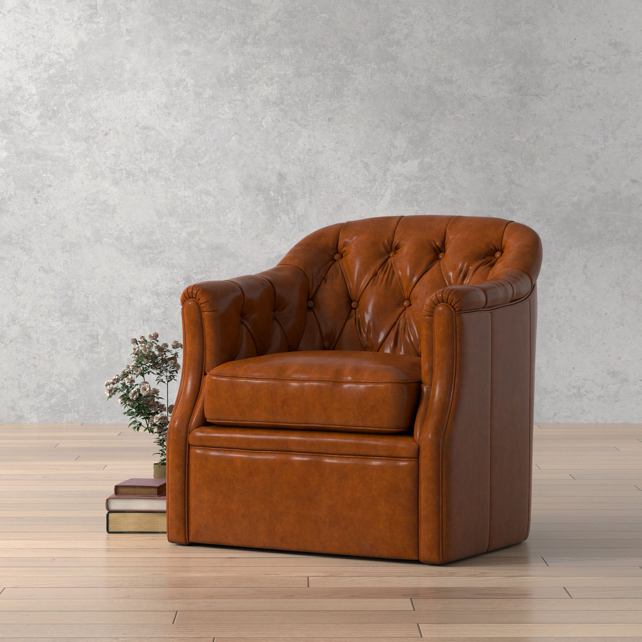 Coolidge Leather Swivel Chair Havana Brn large image 
