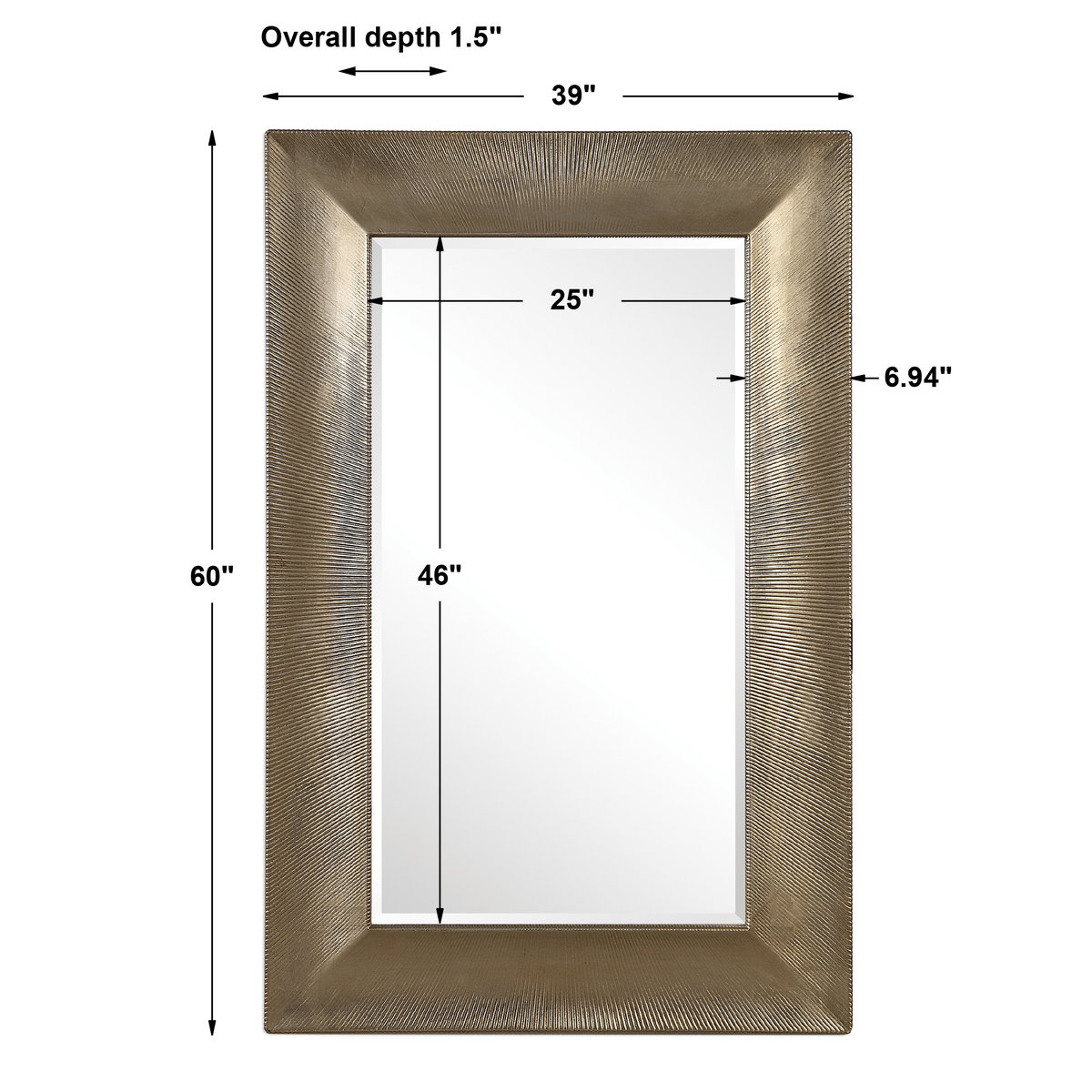 Valenton Large Champagne Mirror, by Uttermost, 39" width x 60" height x 1.5" depth View 3
