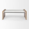 Athens   Light Brown Wood and White Marble Coffee Table, by Mercana, 48" length x 28" width x 16" height thumbnail 5
