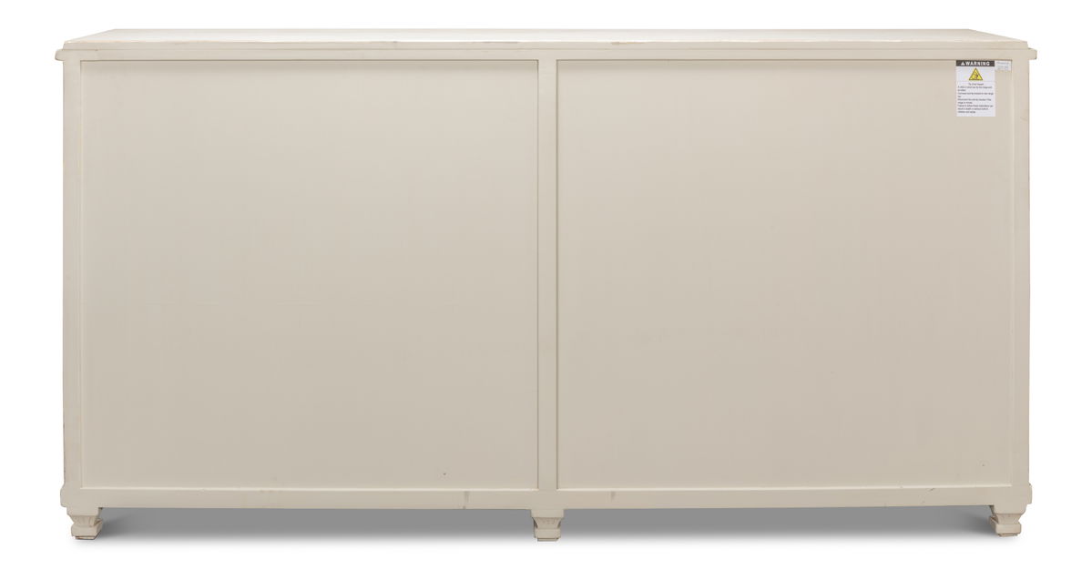 Beecher Sideboard W/4 Doors  Whitewash, by Sarreid, 1'7" length x 7'4" width x 3'10" height View 3