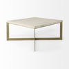 Faye 34L x 34W x 17H Beige Finished Wood with Gold Metal Base Square Coffee Table thumbnail 6