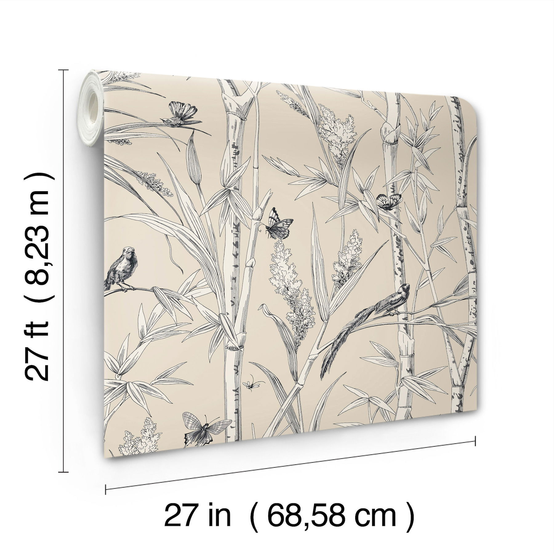 Bambou Toile Beige Wallpaper large image 