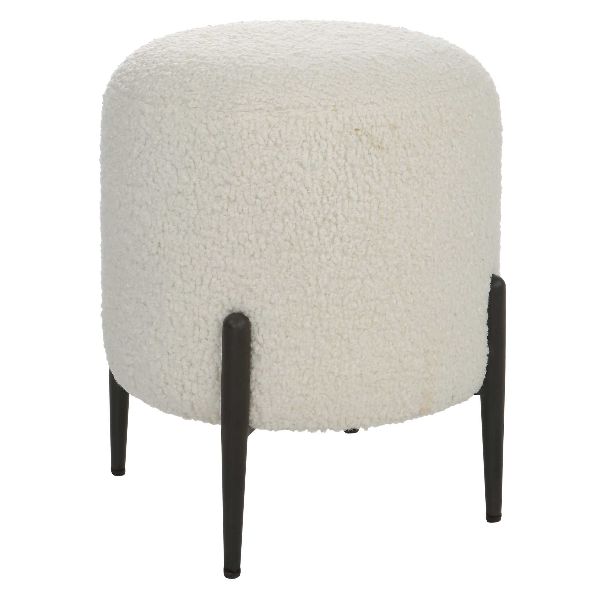 Arles White Shearling Ottoman, Furniture by Uttermost, 16" width x 18" height x 16" depth View 5