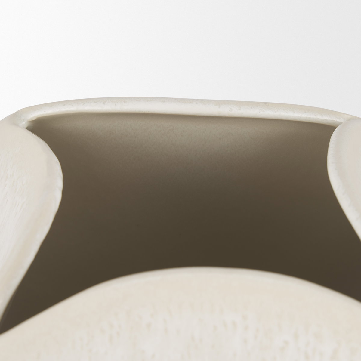 Vania Short Off White with Tan Textured Ceramic Vase, by Mercana, 9.06" length x 8.86" width x 10.43" height View 6