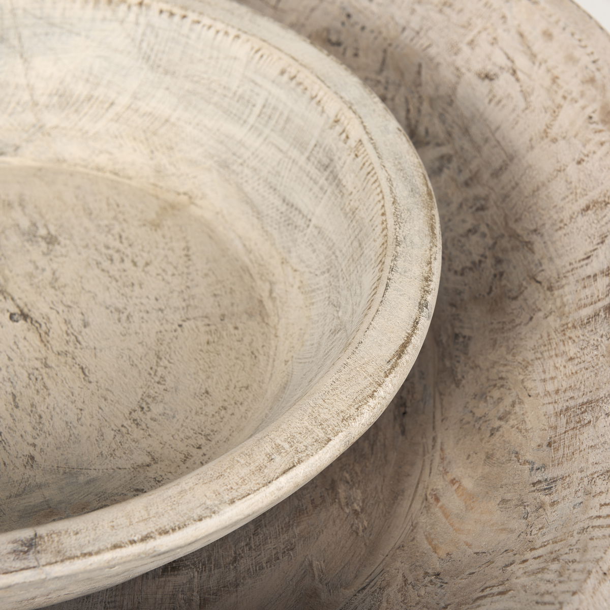 Nikita Set of 2 Large Light-Wash Reclaimed Wood Bowls, Decorative Bowl by Mercana, 17.25" length x 18.25" width x 4.5" height View 10