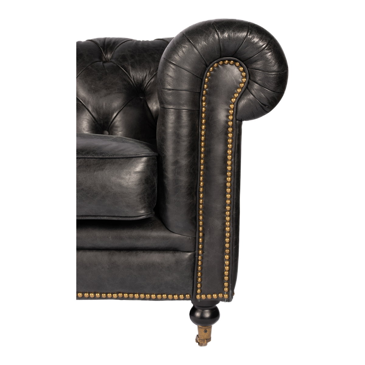 Birmingham Sofa Black Leather, Sofas & Sectional by Moe's Home, 87" width x 29" height x 36" depth View 5
