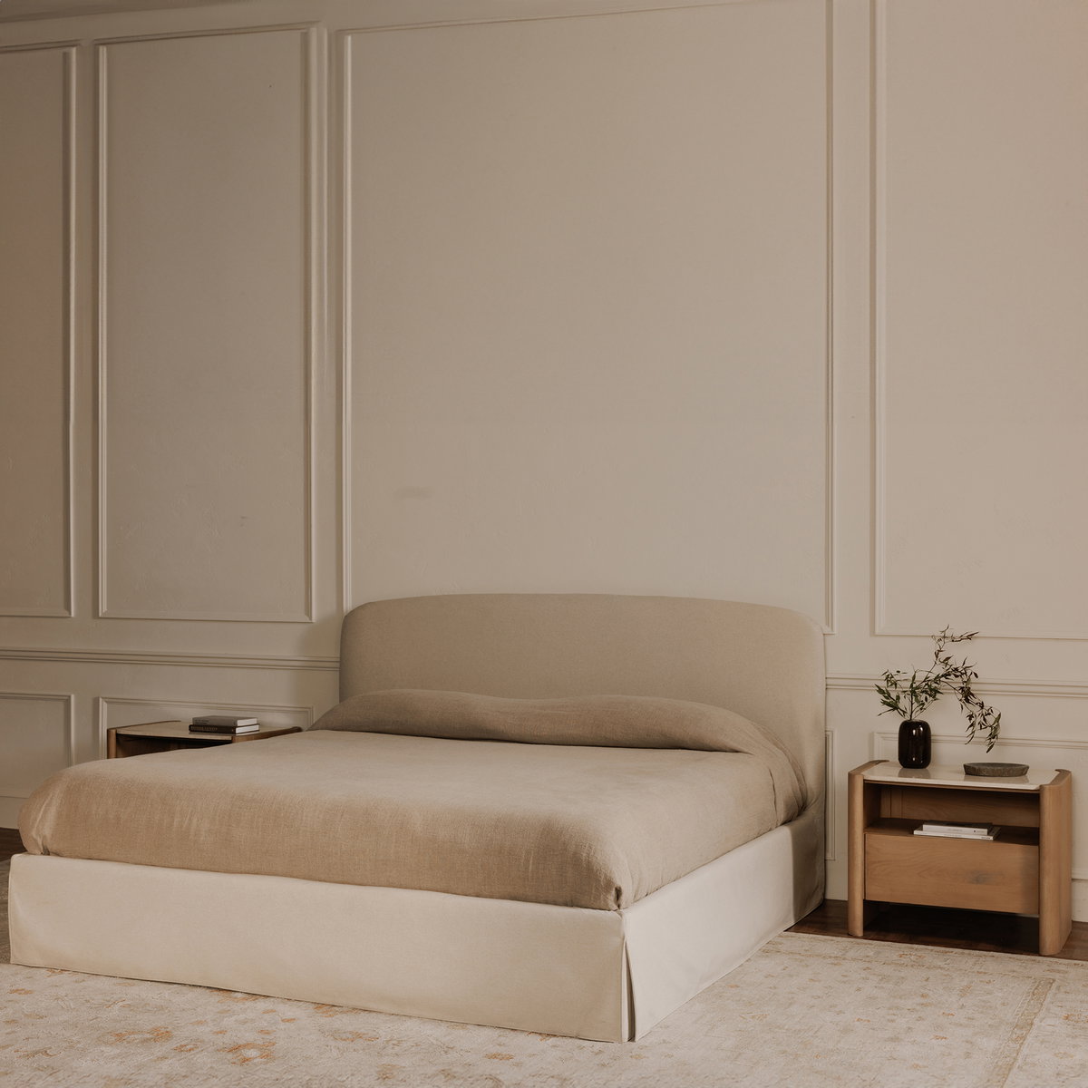Joan Queen Storage Bed Cream, by Moe's Home, 5'6.25" width x 3'9" height x 7'2" depth View 12