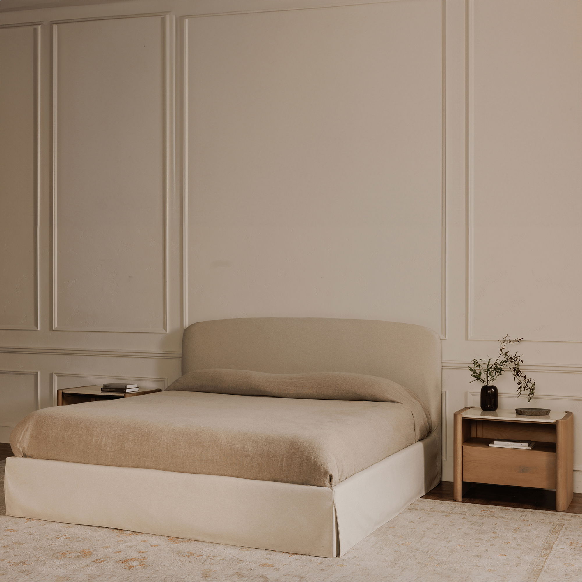 Joan Queen Storage Bed Cream, by Moe's Home, 66.25" width x 45" height x 86" depth View 12