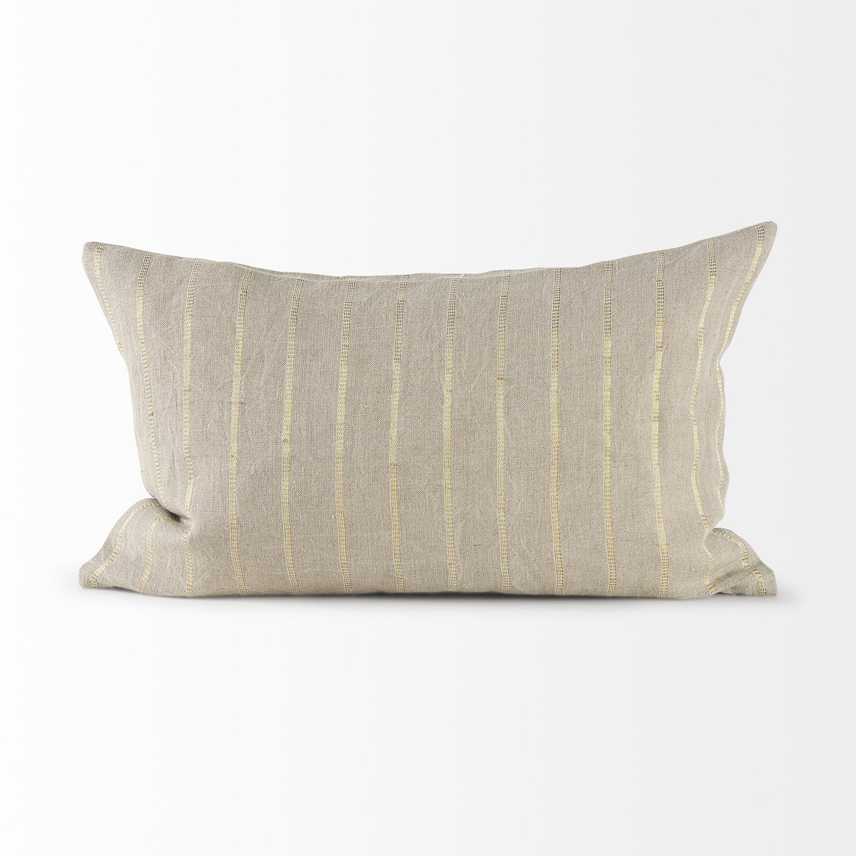 Danika  Beige and Gold Fabric Decorative Pillow Cover, by Mercana, 13" length x 21" width x 0.2" height View 3