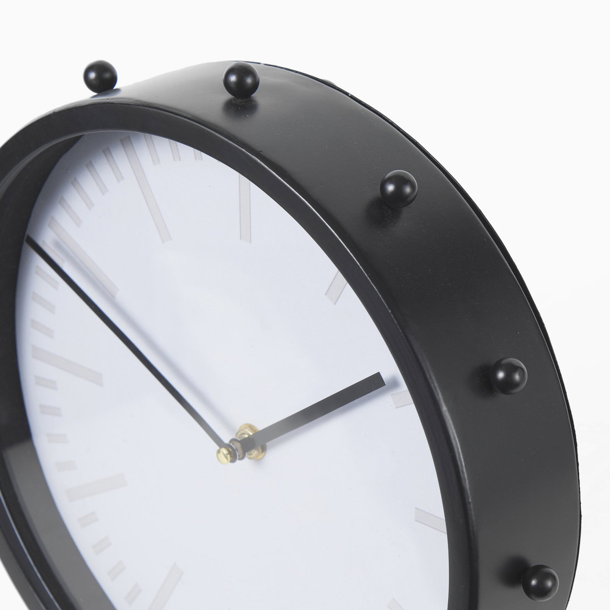 Marian  Black Studded Round Table Clock, by Mercana, 11.02" length x 3.15" width x 11.02" height View 10
