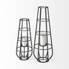 Bella Large Black Metal Cylindrical Cage Candle Holder Lantern, Lighting by Mercana, 14.17" length x 13.19" width x 39.96" height thumbnail 4