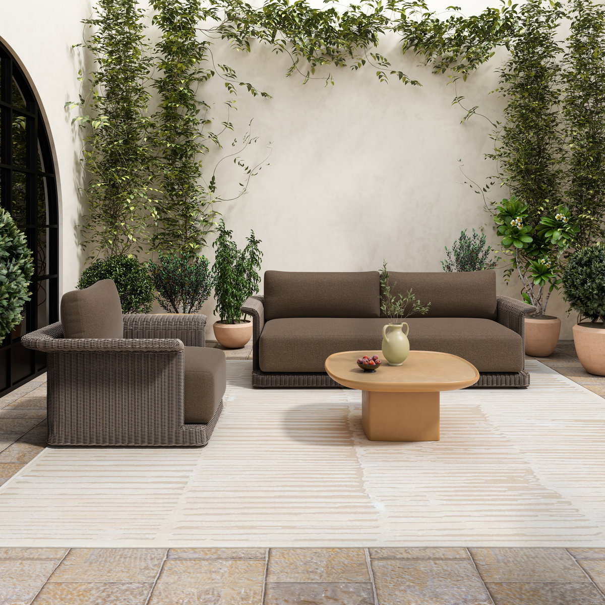 Meredith Outdoor Accent Chair Brown, Outdoor Chair by Moe's Home, 3'3.37" width x 2'6" height x 3'2.43" depth View 7