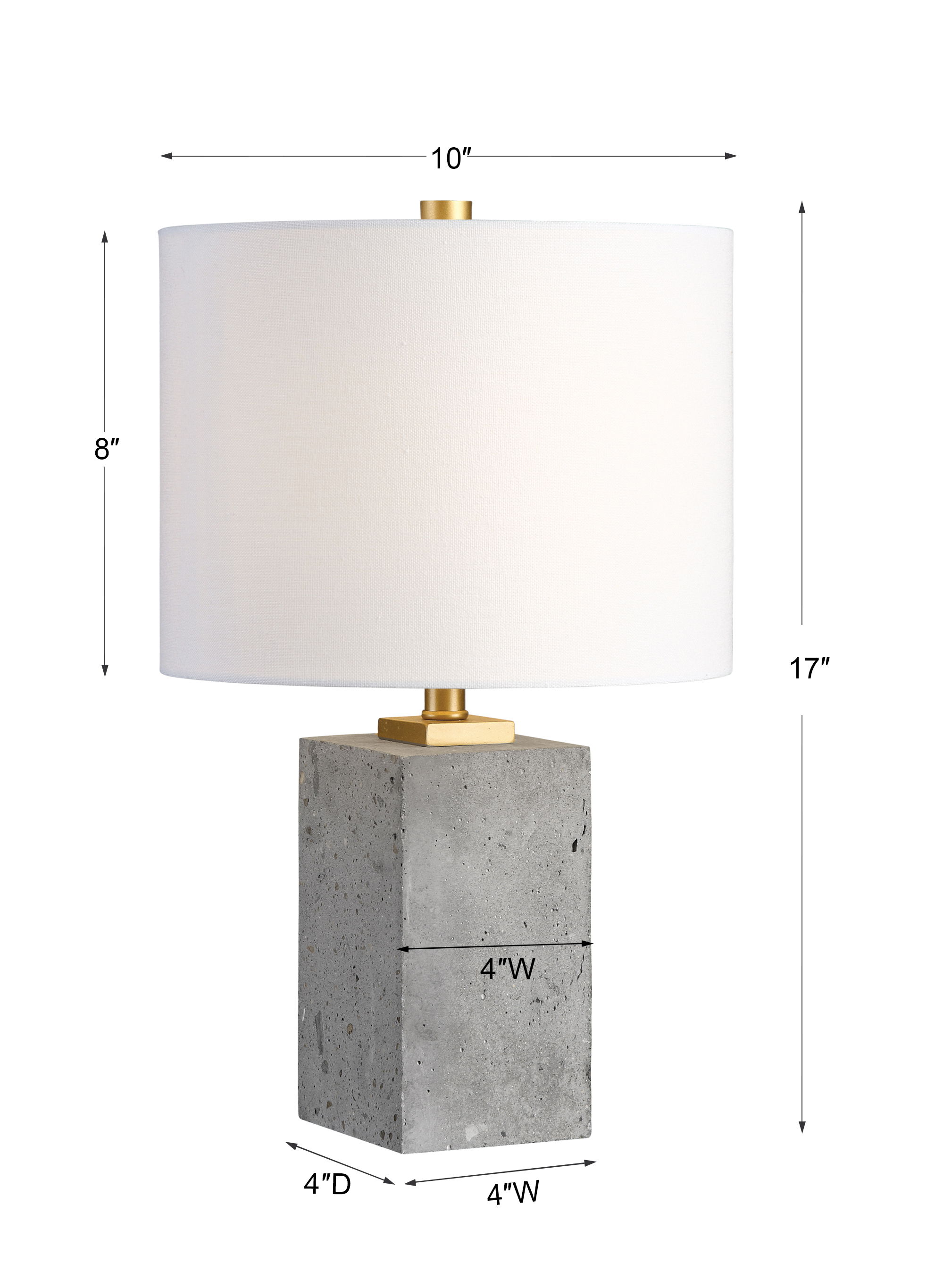 Drexel Concrete Block Lamp, by Uttermost, 10" width x 17" height x 10" depth View 3