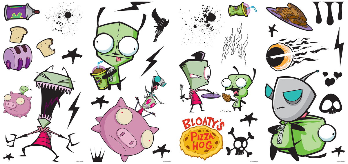 Invader Zim Wall Decals, by York Wall, 1'4.8" length x 9" width x 1.27" depth