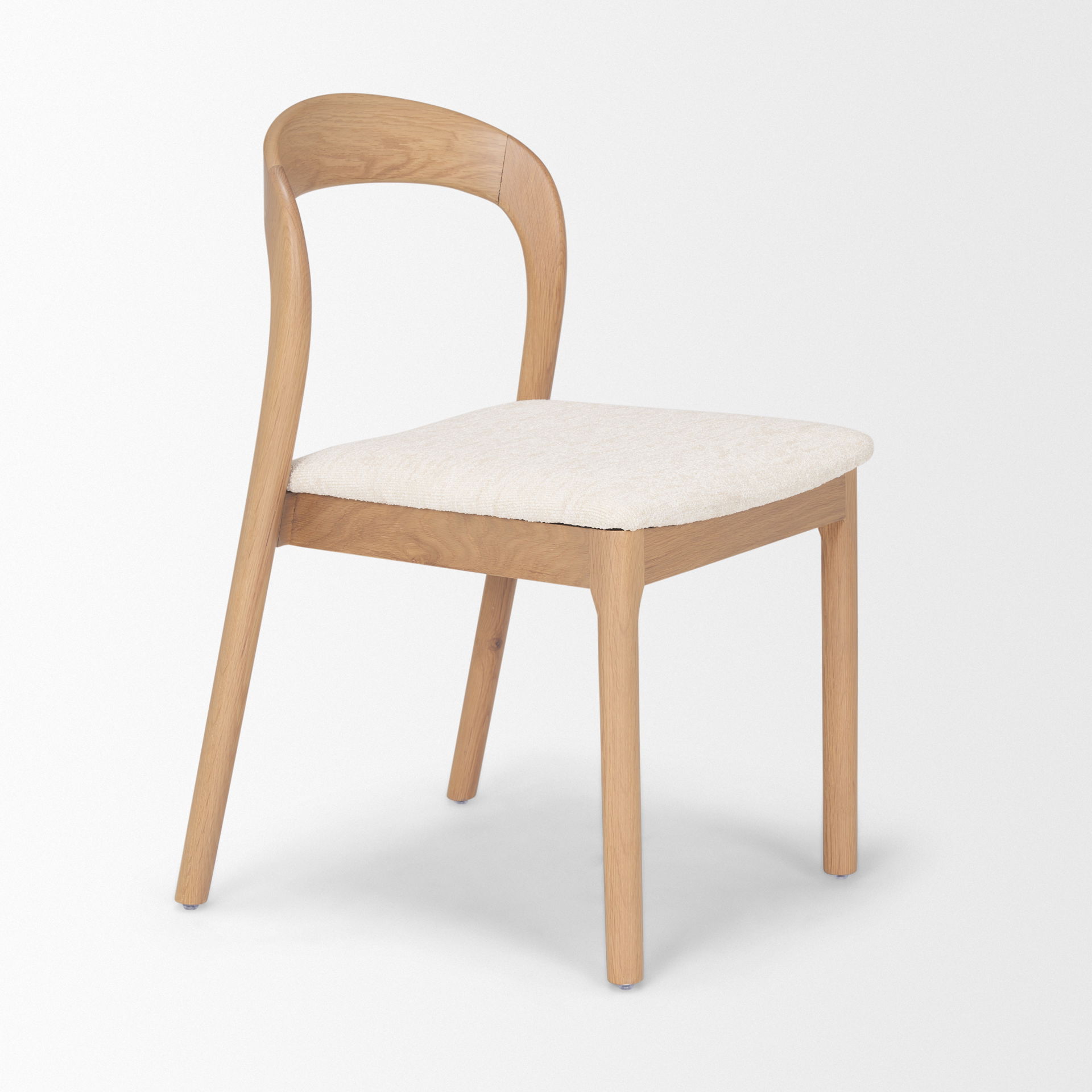 Nobu Oak Wood with Cream Fabric Open Back Dining Chair large image 