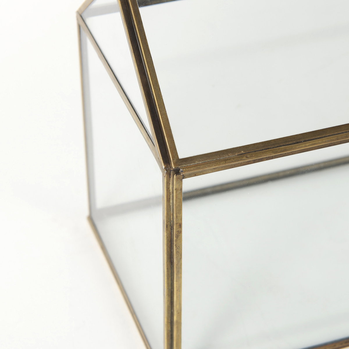 Hutt 16L x 6W x 9H Gold Glass Terrarium Box, Boxe by Mercana, 16.14" length x 5.91" width x 9.06" height View 8
