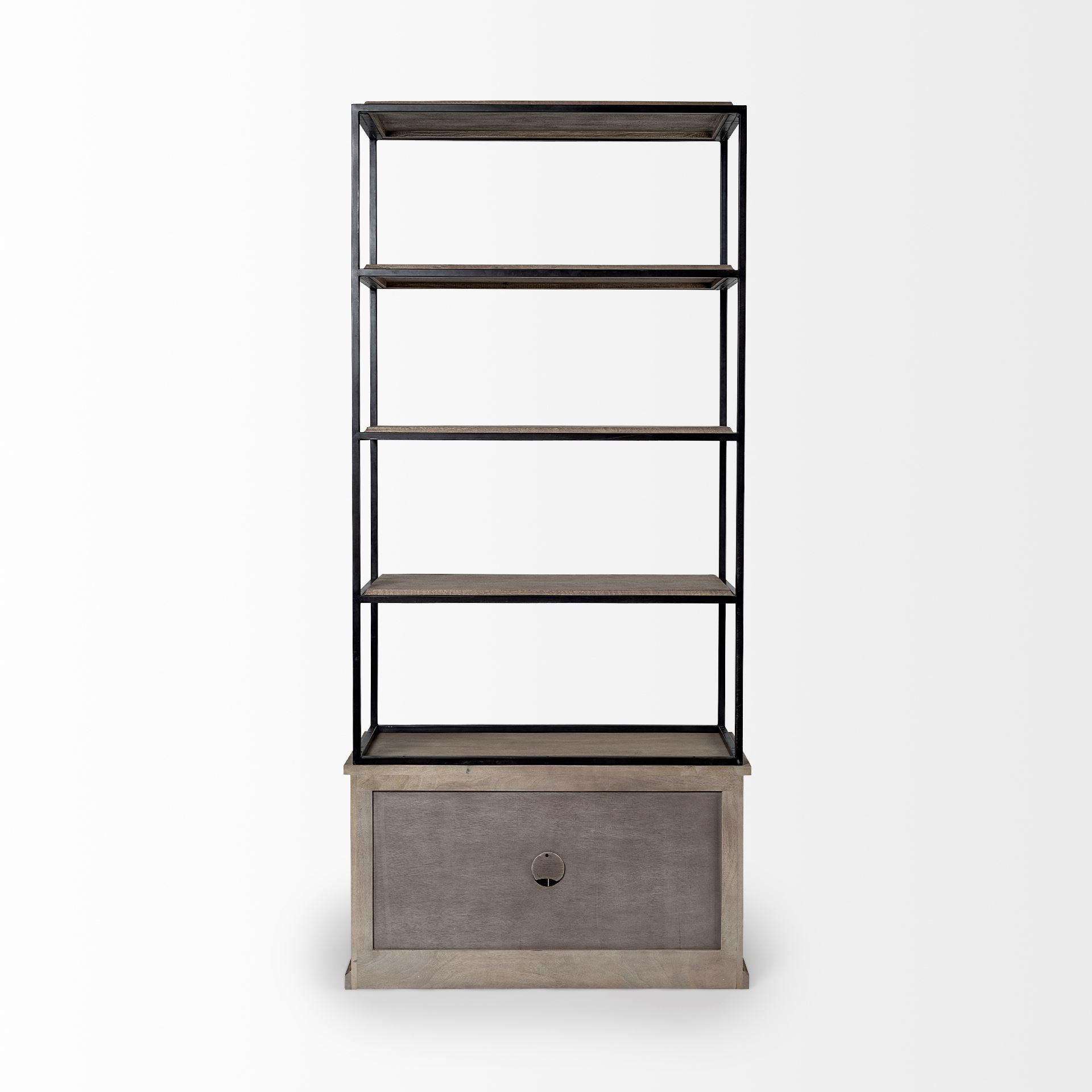 Braxton II Light Brown Wood and Iron Three Shelf Shelving Unit 41.5L x 18.5W x 9 large image 