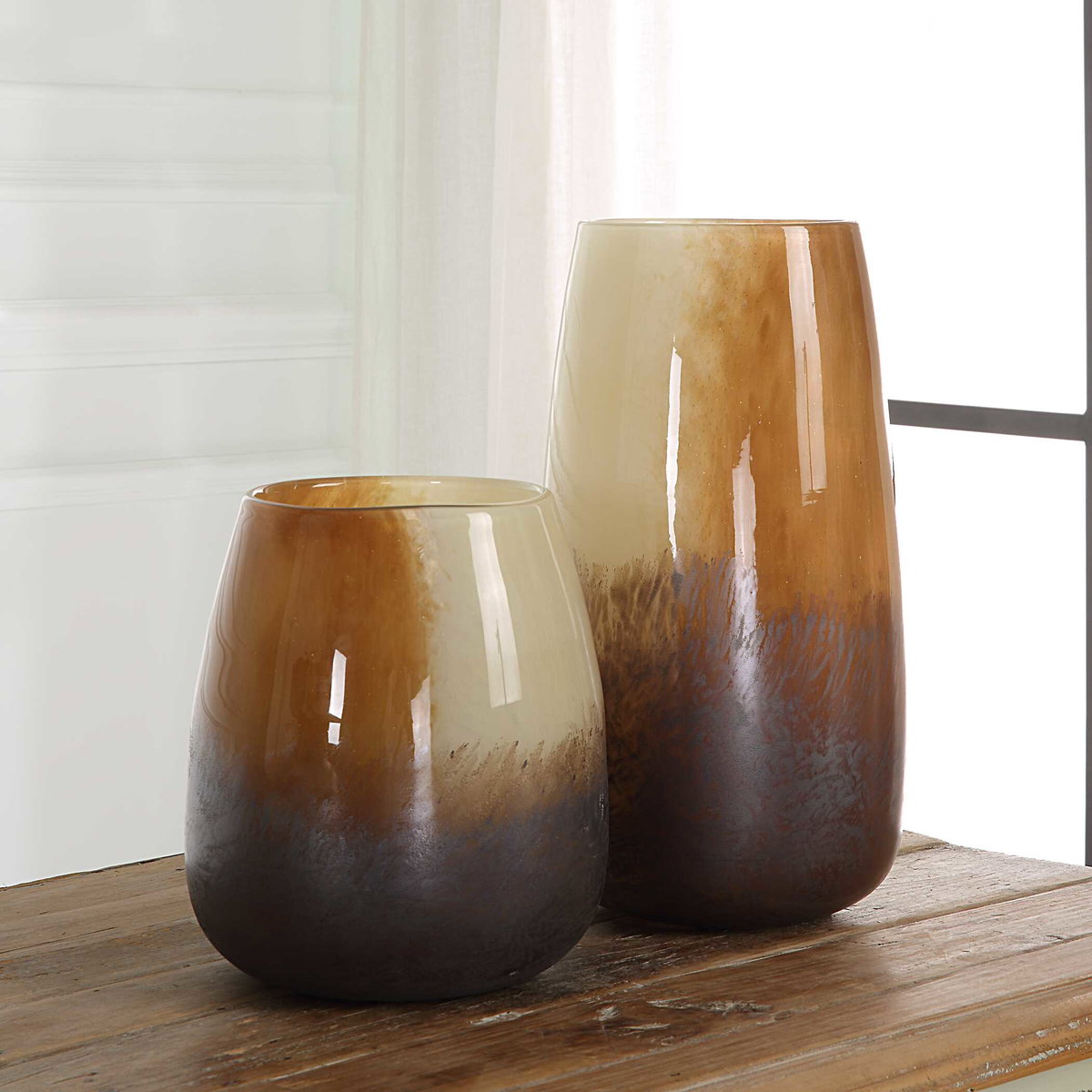 Desert Wind Glass Vases Set/2, by Uttermost, 6.5" width x 12.25" height x 6.5" depth View 3