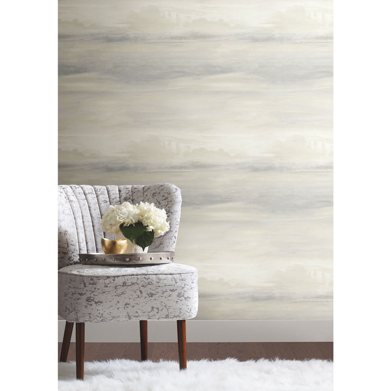 Soothing Mists Scenic White Wallpaper, by York Wall, 27' length x 2'3" width x 0.02" depth View 2