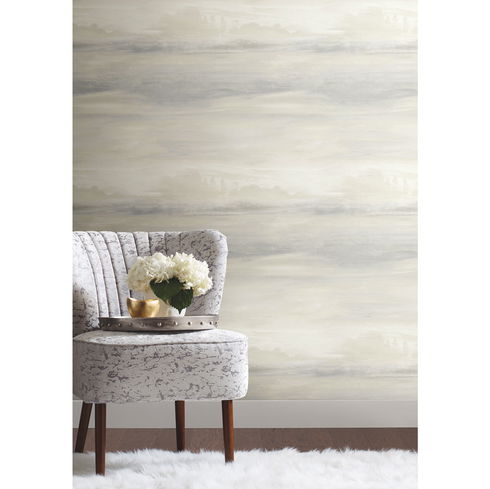 Soothing Mists Scenic White Wallpaper