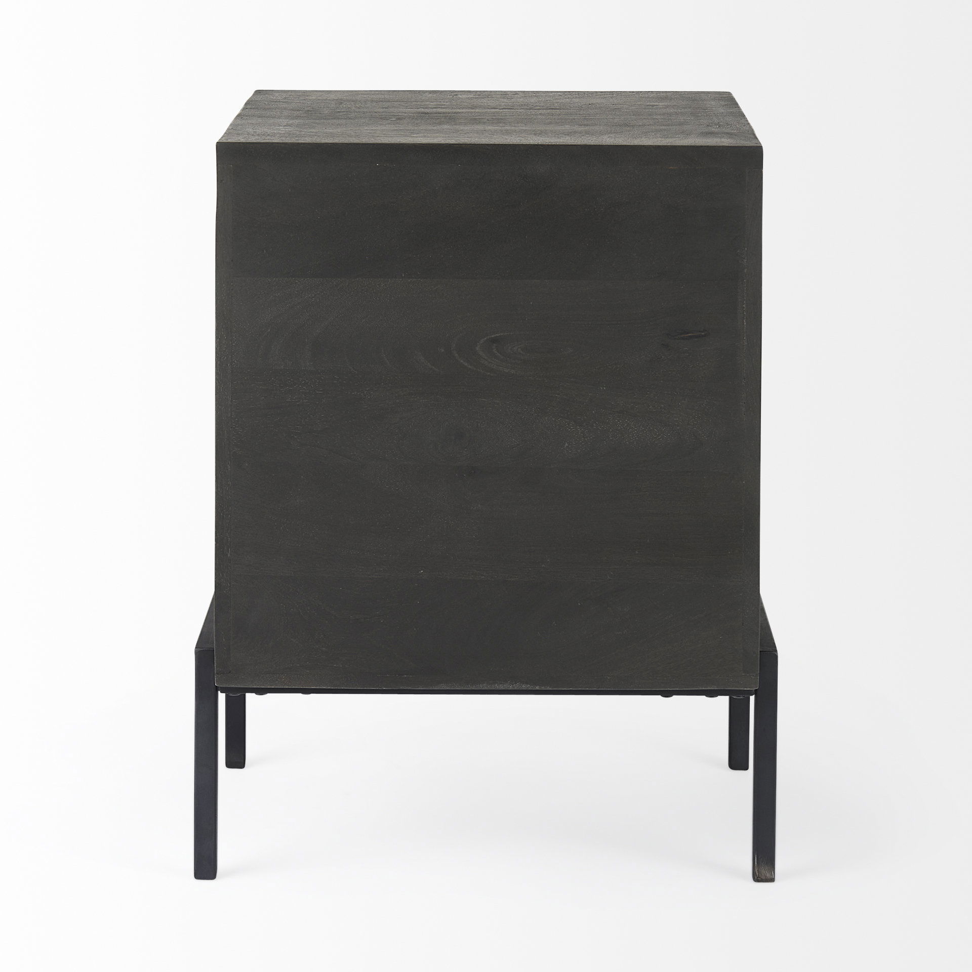 Arelius 20L x 18W x 26H Black-Brown Wood with Black Metal Frame End/Side Table large image 