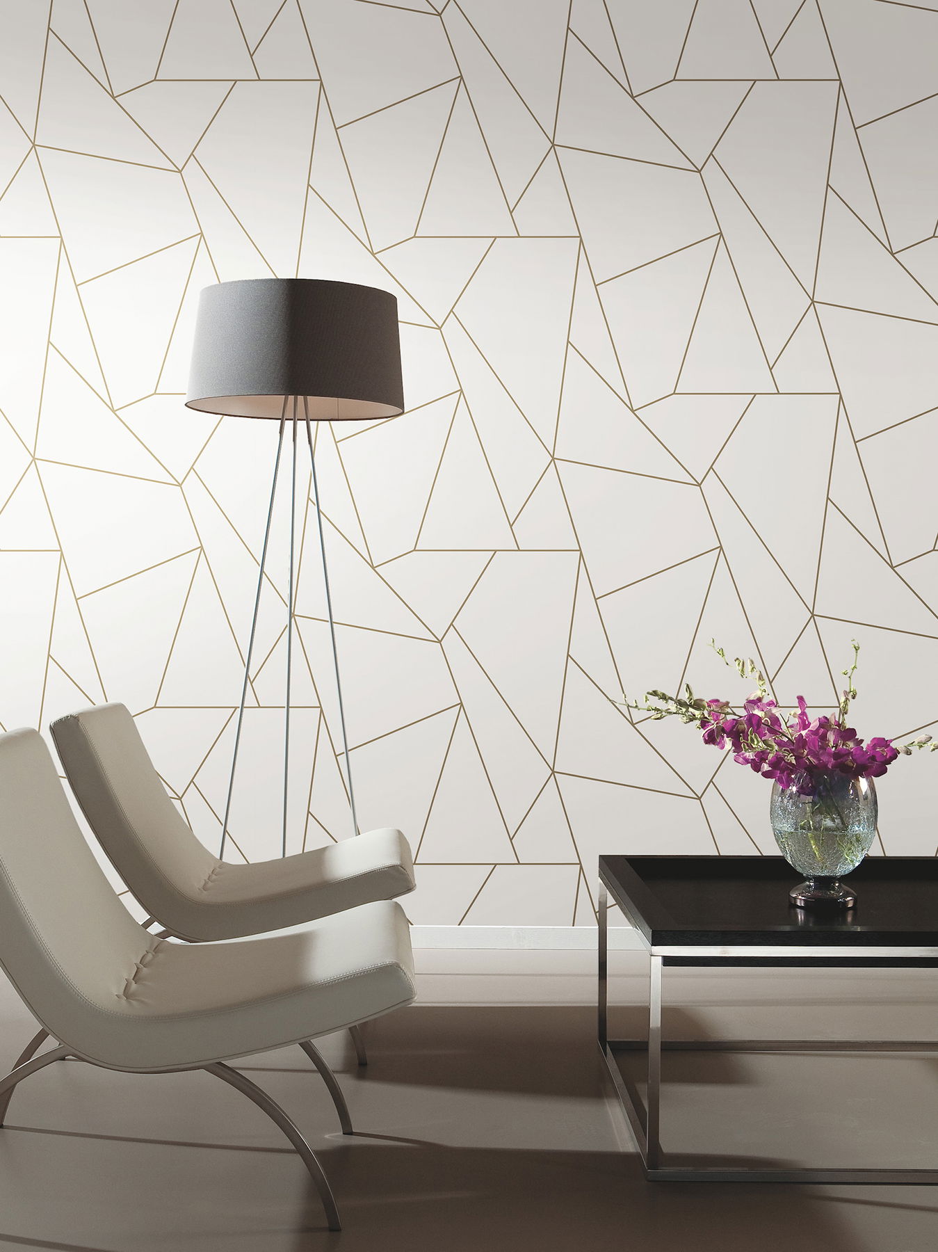 Nazca White & Gold Wallpaper large image 