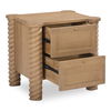 Treccia 2 Drawer Nightstand Oak, by Moe's Home, 27.5" width x 25.25" height x 21.5" depth thumbnail 2