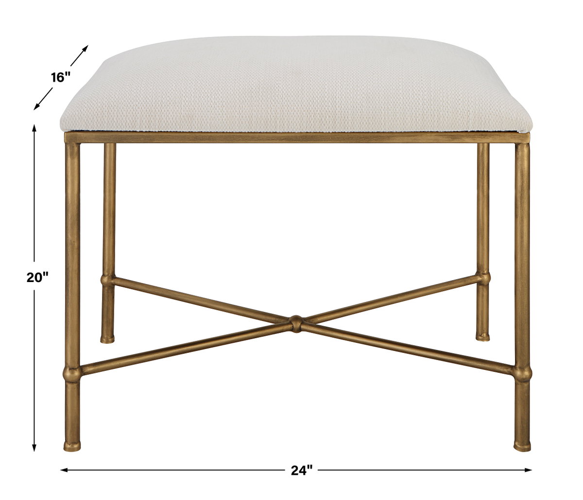 Avenham Small Gold Framed Bench, Benche by Uttermost, 24" width x 20" height x 16" depth View 3