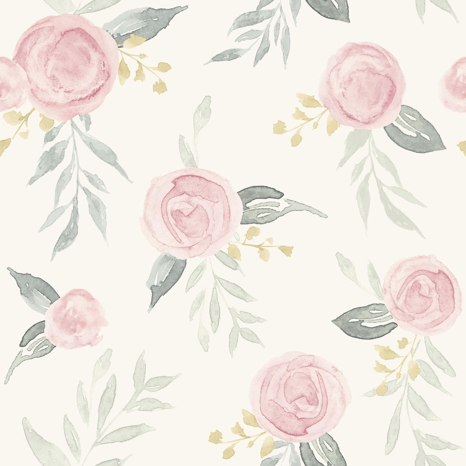 Watercolor Roses Pink Wallpaper, by York Wall, 33' length x 1'8.5" width x 0.02" depth View 1